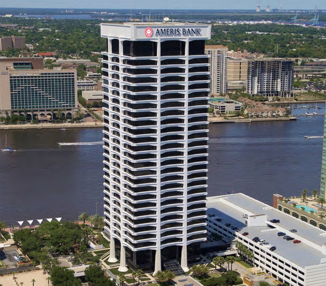 Riverplace Tower at 1301 Riverplace Blvd. is anchored by Ameris Bank and tenants including Rayonier Advanced Materials Inc., the Rogers Towers law firm and Macquarie Global Services (USA) LLC.