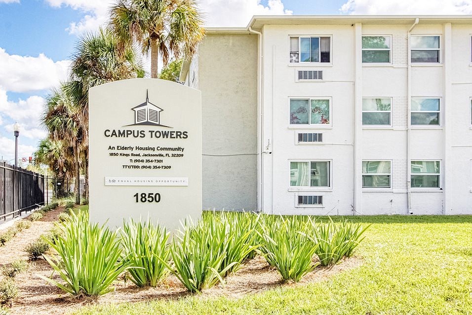 Campus Towers is a residential community for older adults at 1850 Kings Road in Jacksonville.