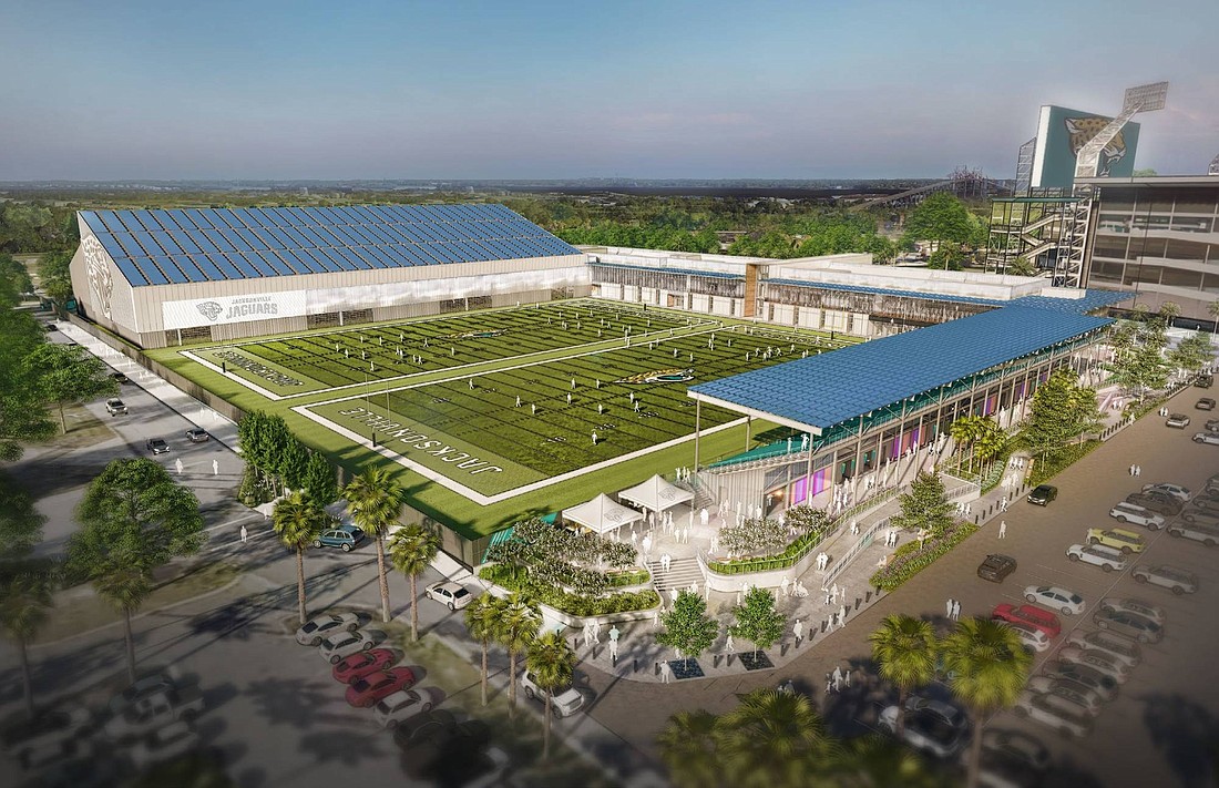A rendering of the Jaguars practice facility near TIAA Bank Field.