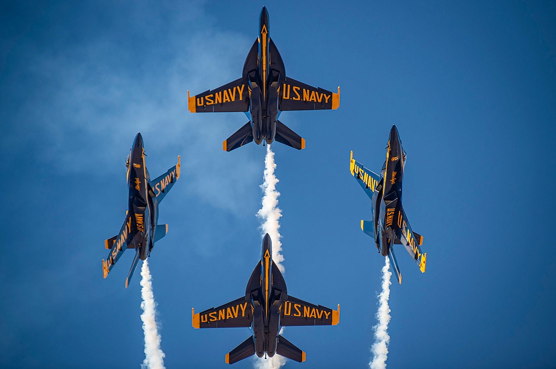 The Blue Angels, the elite Navy Flight Demonstration Squadron that started at NAS JAX in 1946.Â