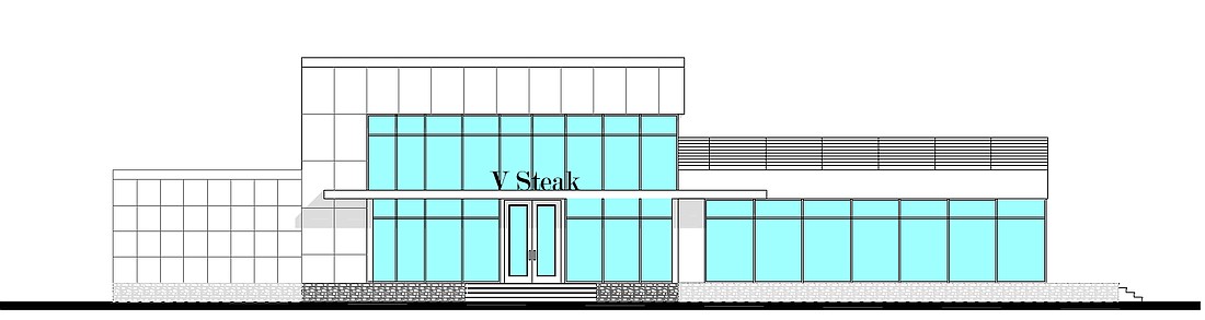 A rending for V Pizza&#39;s proposed concept V-Steak at the site of the closed Luluâ€™s Waterfront Grille in Ponte Vedra Beach. The image was submitted as part of St. Johns County Development Review Board preapplication documents