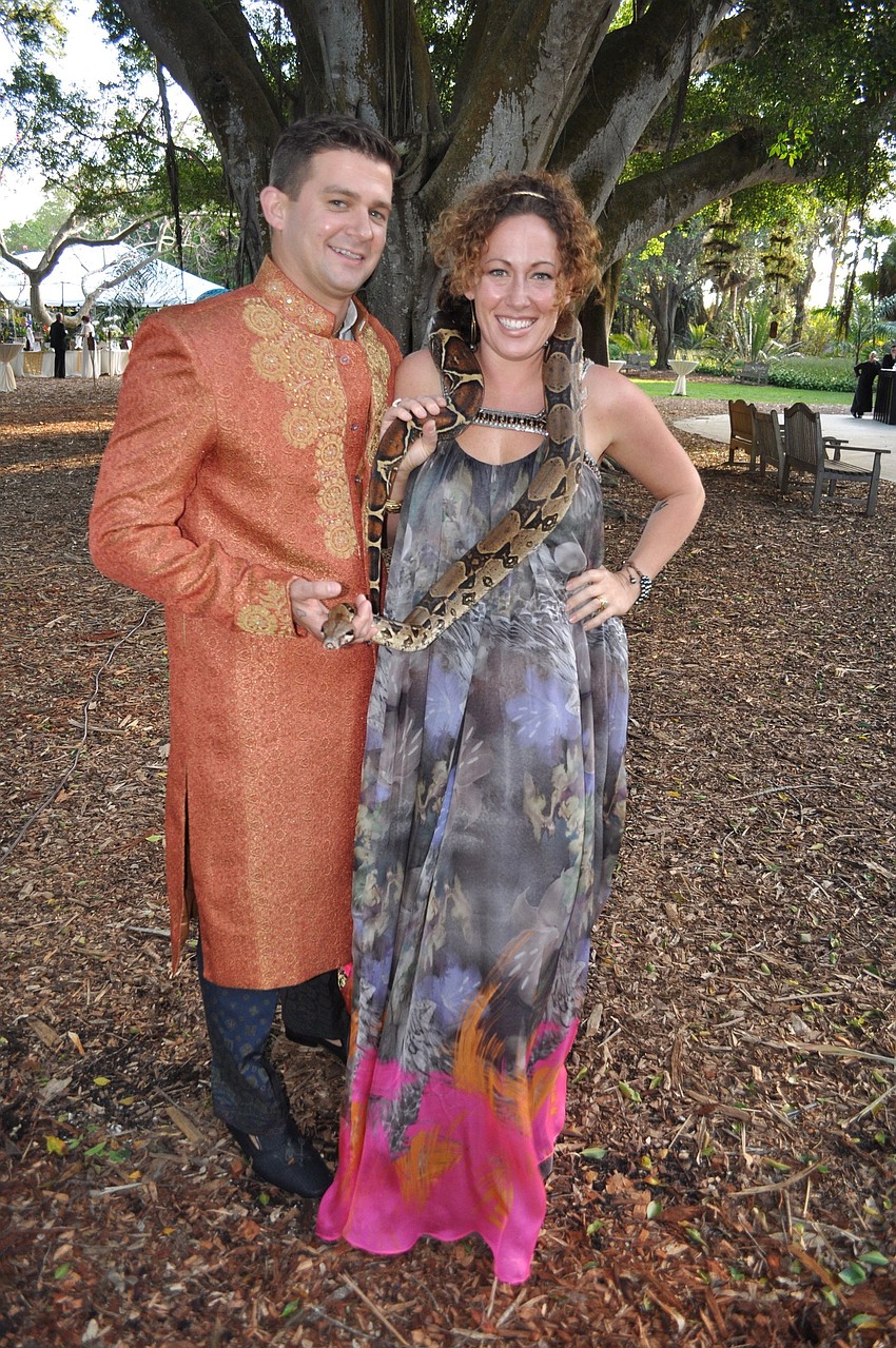 Chairs Wayne and Mindy Rollins with Bob the snake