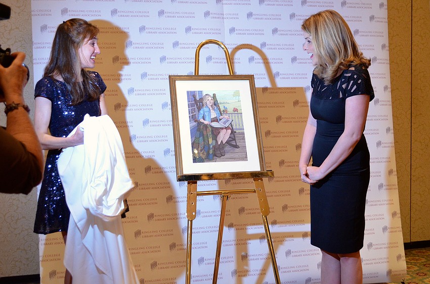 Ringling student Brenna Thummler unveils the portrait she made for Jenna Bush Hager.