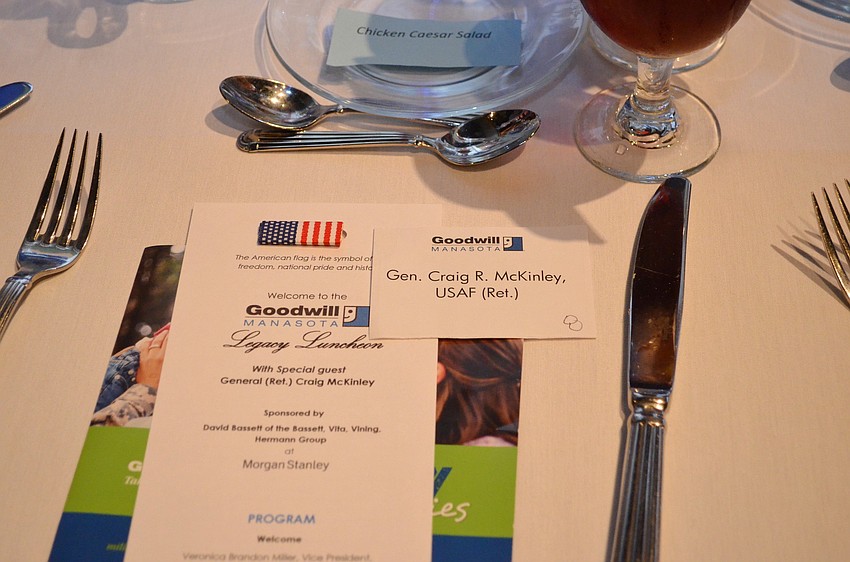 General (retired) Craig McKinley was the special guest at Goodwill Manasotaâ€™s Legacy Luncheon Tuesday, Jan. 21, at Michaelâ€™s Wine Cellar.