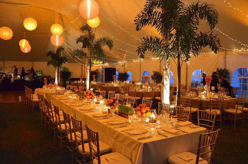 The tent at The Palm Ball was decorated with a citrus theme.