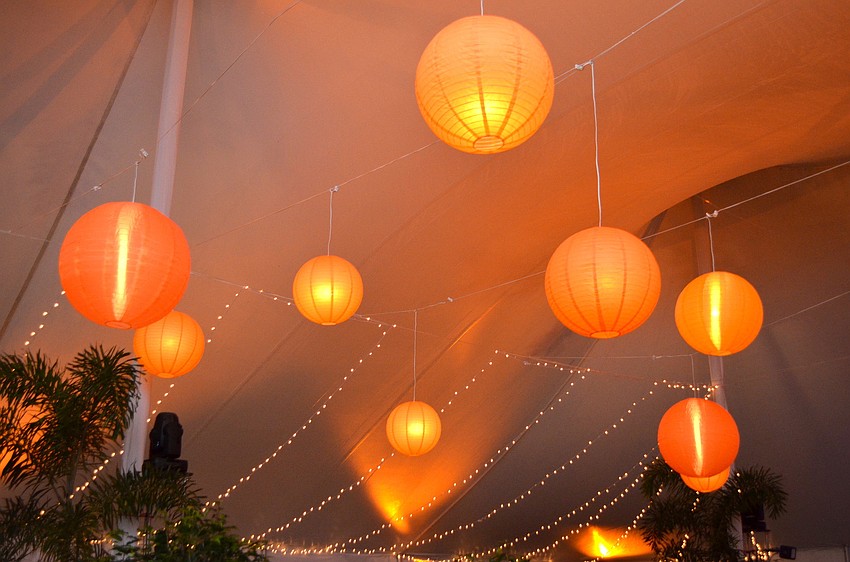 The tent at The Palm Ball was decorated with a citrus theme.