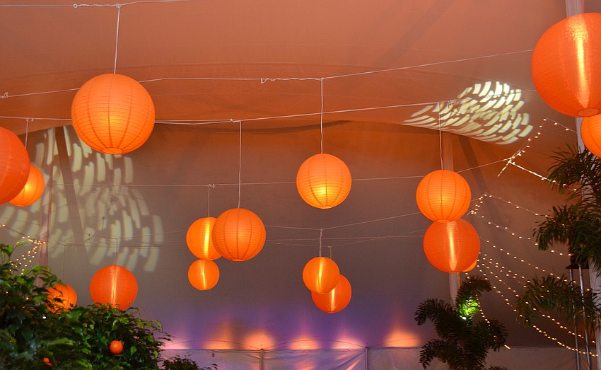 The tent at The Palm Ball was decorated with a citrus theme.