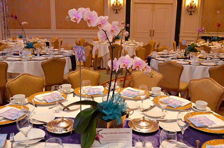 The tables at SPARCCLE on the Runway Thursday, Feb. 12, at The Ritz-Carlton, Sarasota