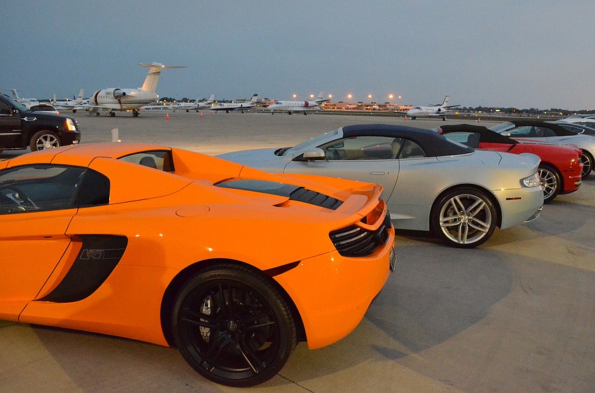 Exotic cars were on display at the Sarasota Exotic Car Fest Jet Port Reception Friday, Feb. 21, at Rectrix Aerodrome Center.