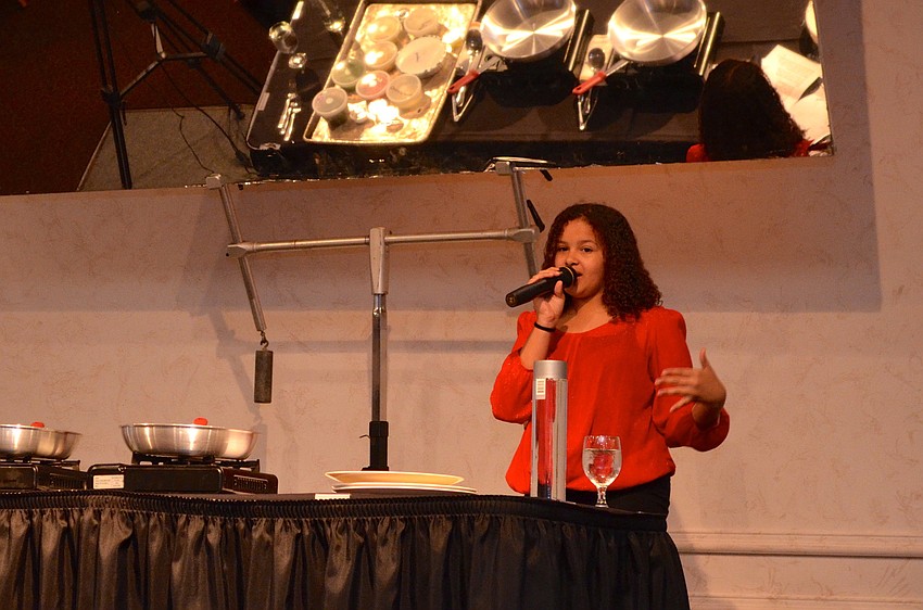 Make-A-Wish kid Naya Hoffman spoke at the event and dazzled guests with a song she sang a cappella.