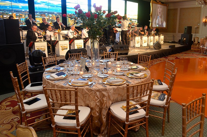 Michael Andrew & The Atomic Big Band rehearse before guests arrive in the ballroom at Asolo Repertory Theatreâ€™s annual gala â€œA Night at the Rainbow Room.â€