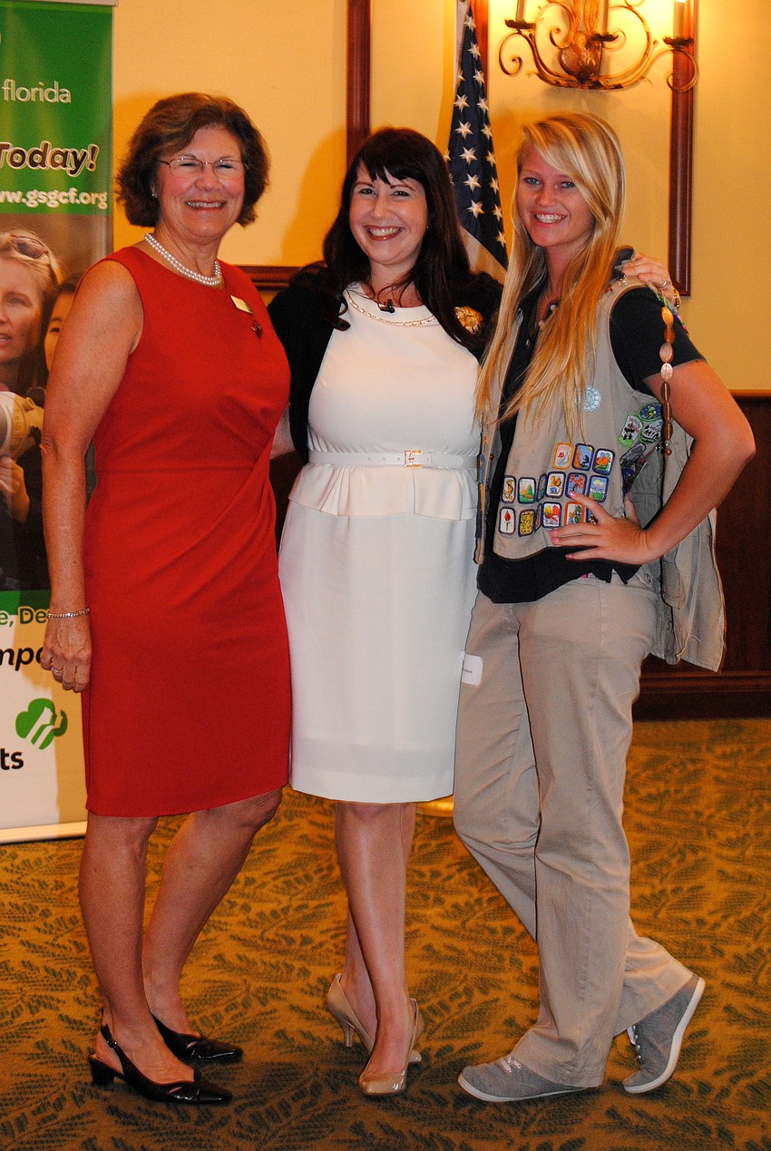 Susan Stewart, featured speaker Blair Bloomston and Girl Scout Ambassador Samantha Wood