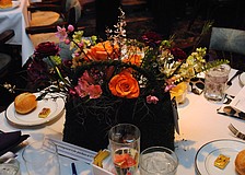 Lynn Pitts Hamilton of Finishing Touch provided the centerpieces for Bags, Baubles & Bingo.