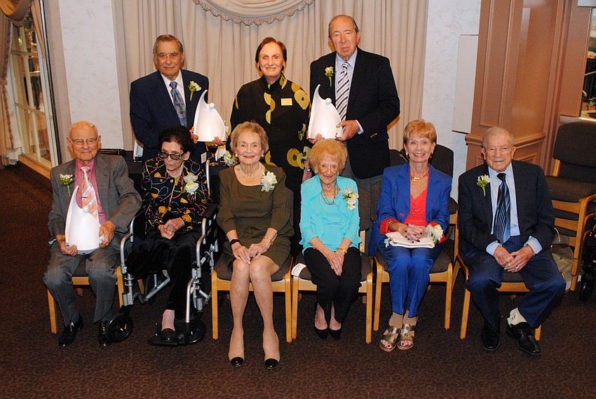 The 2014 Eight Over Eighty Honorees â€” Top row: Ed Kalin, Sally Yanowitz and Herman Frankel. Bottom row: Ernie and Alisa Kretzmer, Jeanne Zabelle, Florence Katz and Sally and Sam Shapiro