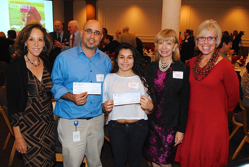 Deb Knowles, Joseph Brunetti, student essay winner Elena Ayala, Charlie Ann Syprett and Roxie Jerde