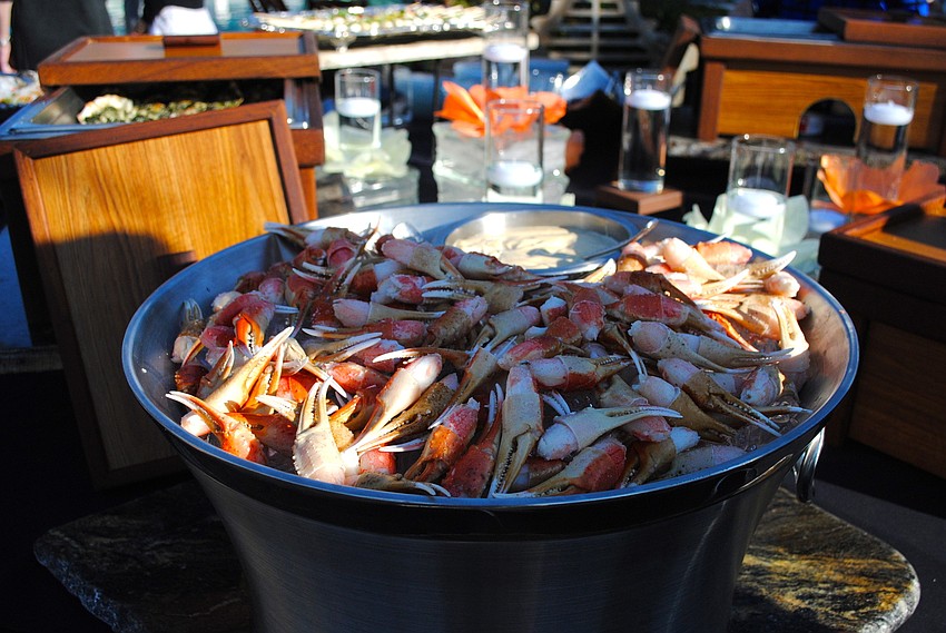 Seafood was offered in the buffet dinner at YMCA Foundation of Sarasotaâ€™s â€˜Going for the Goldâ€™ Patron Party.
