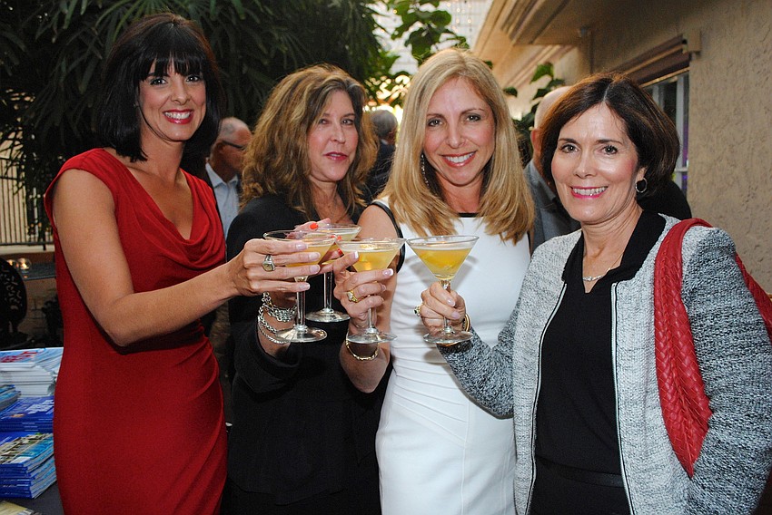 Angela Edwards, Laura Cohn, Bonnie Silverman and Marianne Cohen cheers to friendship with their neuro-tiniâ€™s.