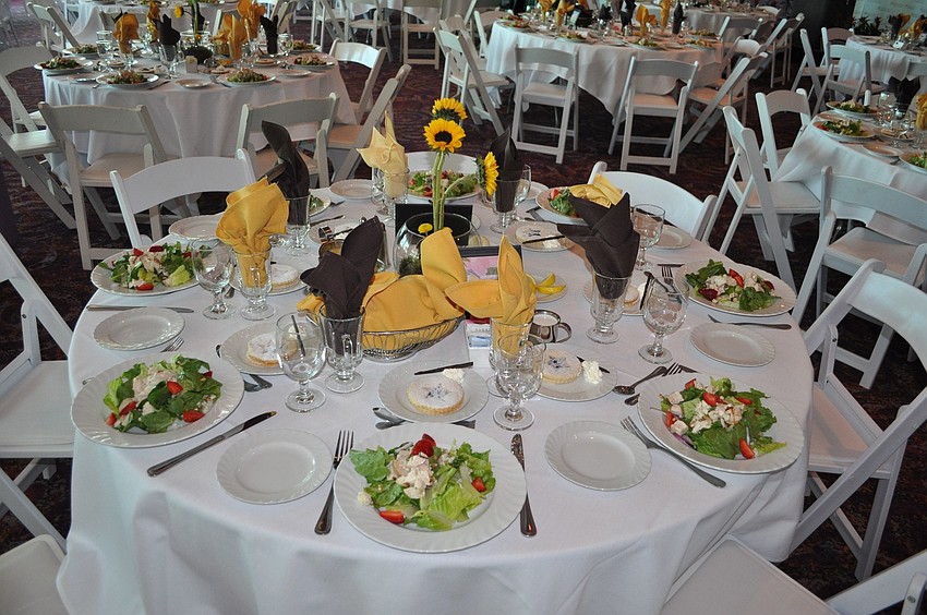 The tables had sunflowers as the centerpieces.