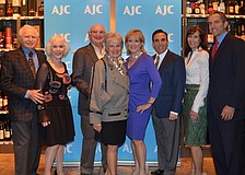 Co-chairs Chuck and Margie Barancik, co-chairs David and Edie Chaifetz, honoree Teri Hansen, AJC West Coast Florida Chapter Executive Director Brian Lipton and co-chairs Stacy and Ben Hanan