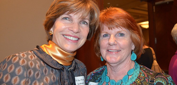 Sue Benjamin with Barbara Stafford