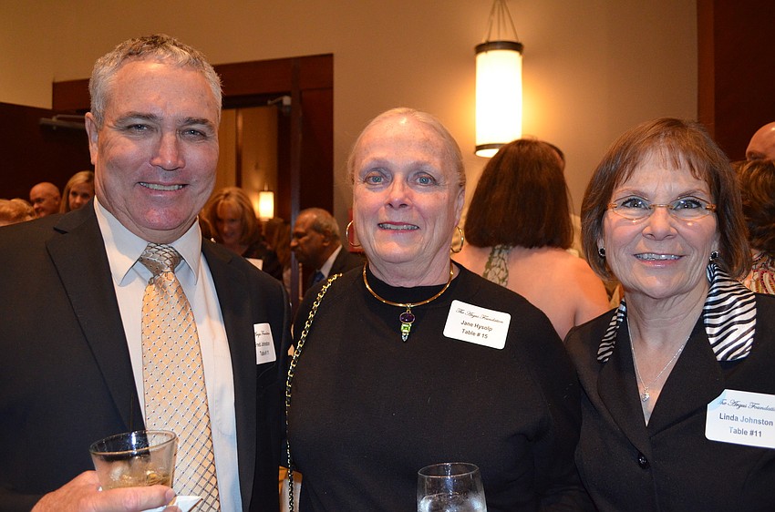 Fred Johnston with Jane Hyslop and Linda Johnston