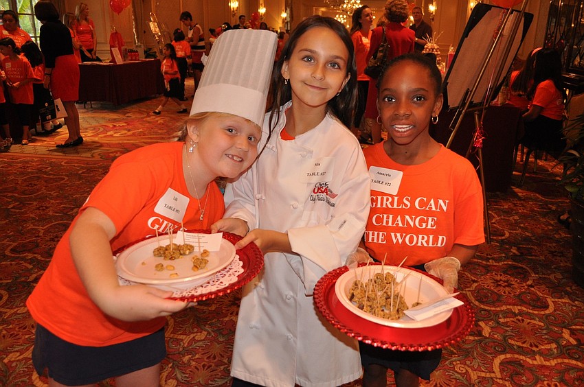 Lili, Mia and Amarria handed out samples.