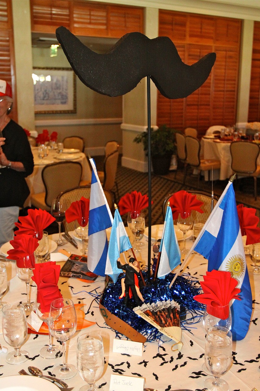 The Feinstein tables all had large mustaches and trinkets from their trip to Argentina.