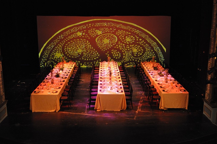 The guests enjoyed dinner on the Mertz Theatre Stage.