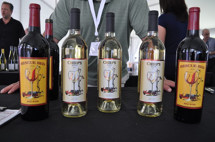 Dan Dâ€™Angeloâ€™s wine has a firefighter theme to the logo since his day job is being a fireman in California.