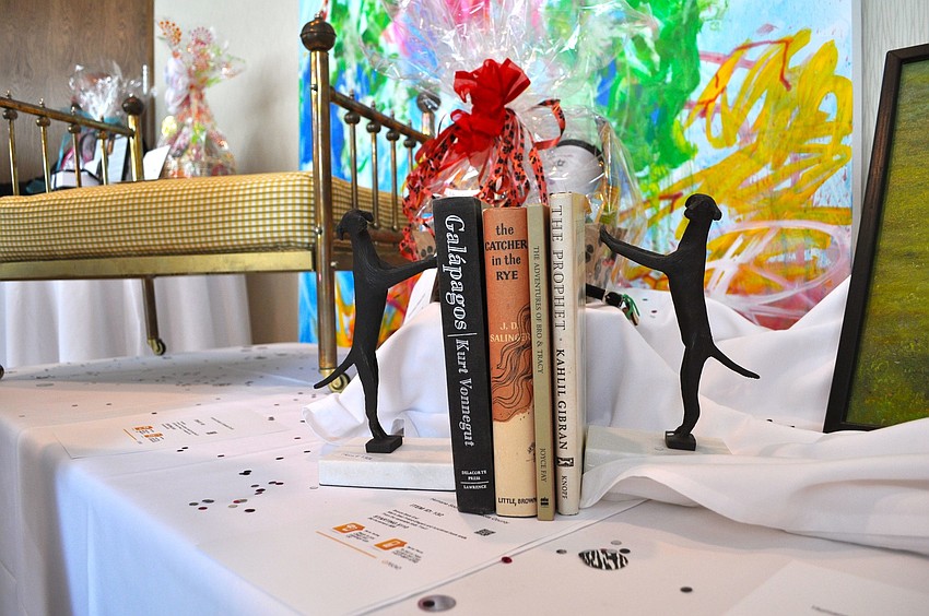 Manâ€™s Best Friend bronze bookends were one of the many items up for bidding on at the silent auction.