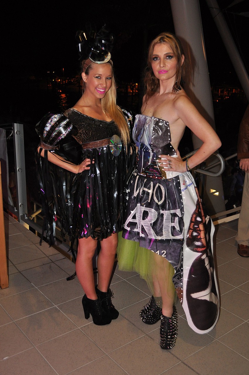 Chessi Phillips and Zara Barrie in their iConcept outfits following the fashion show.