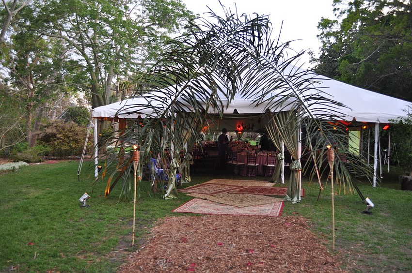 The entrance into the tent where dinner was served.