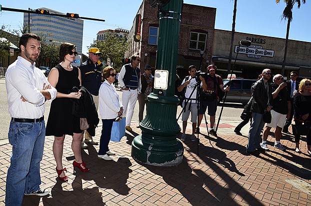 A crowd gathered on the corner of Main St and Lime for the concert
