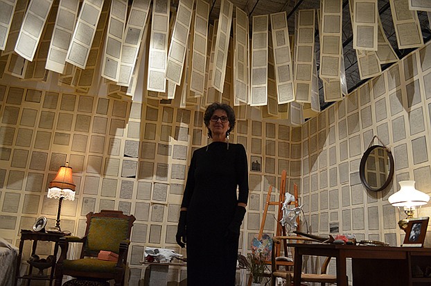 Artist Grace Howl with her letter installation