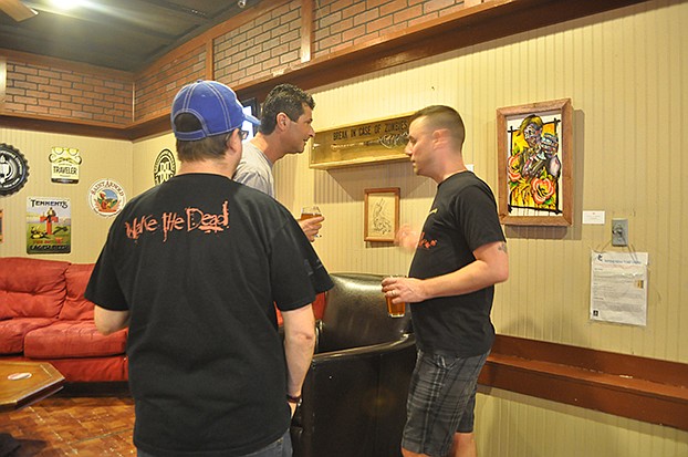 Guests admire the work