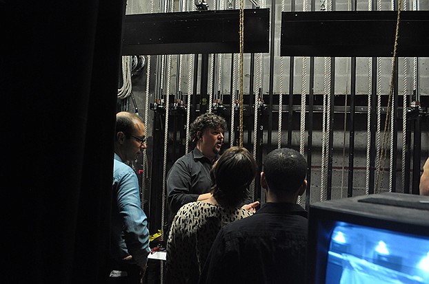 Guests tour backstage at the opera house