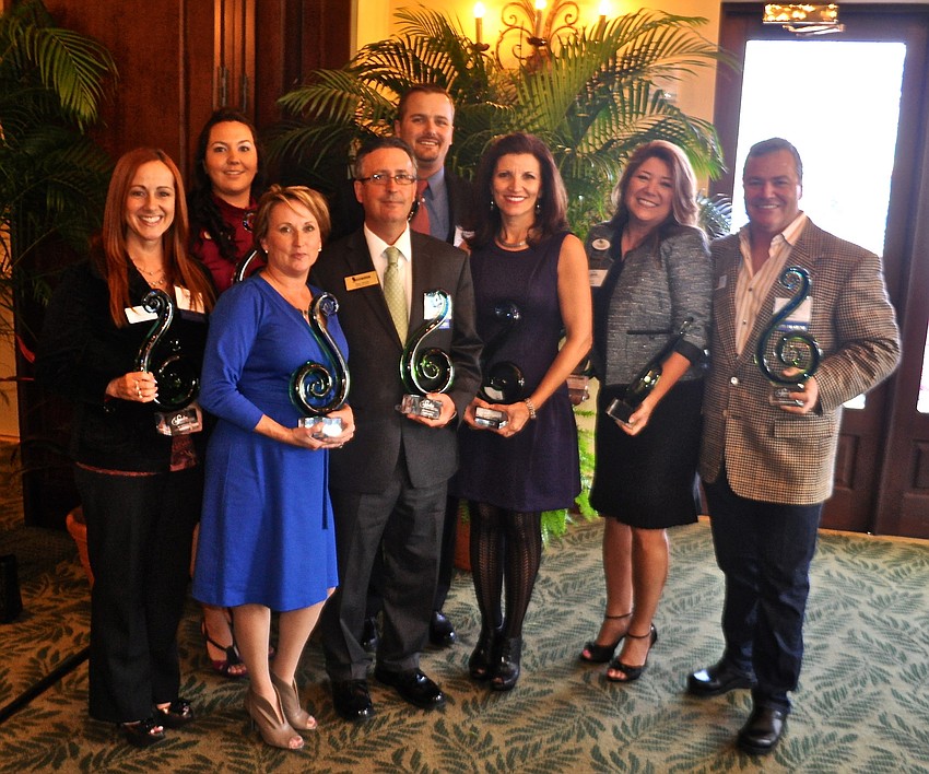 Winners of the 2013 Sandies awards â€” Back left: Jules Price; Amanda Vercheski; Chris Deleonardo. Front left: Judy Athari; Marc Simms; Violetta Huesman; Annette Gueli; Tommy Klauber.
