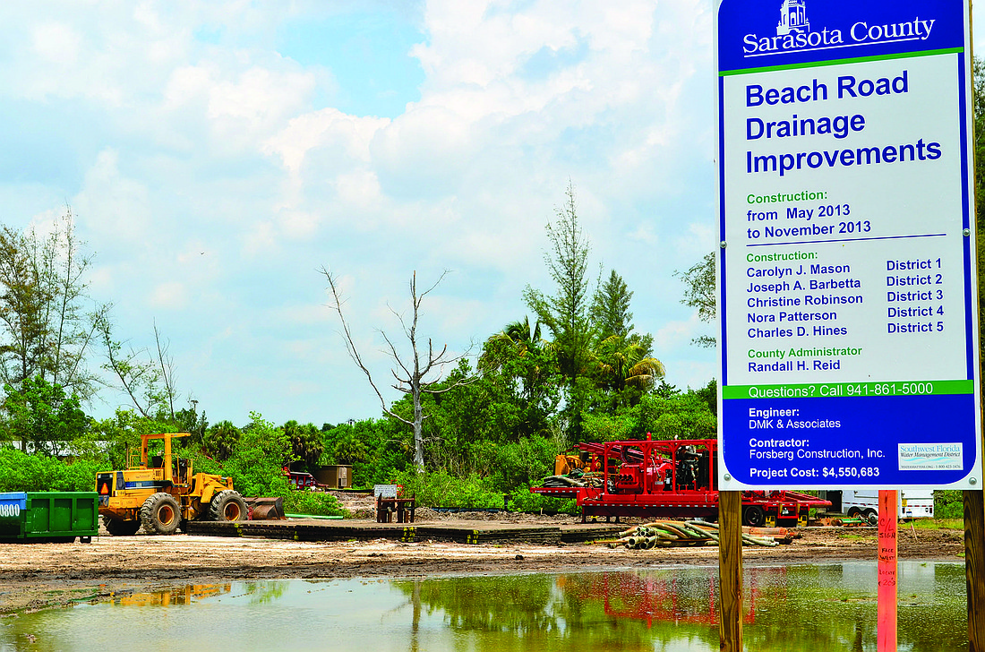 Heavy rains in September stalled the Beach Road Drainage project, exposing issues with the project's design.
