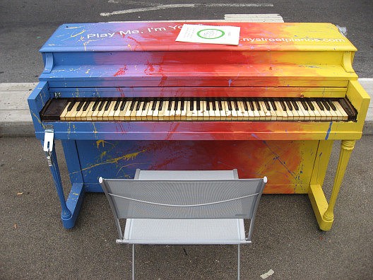 An example of a street piano displayed in New York City as part of the "Play Me I'm Yours," interactive art tour (courtesy photo).