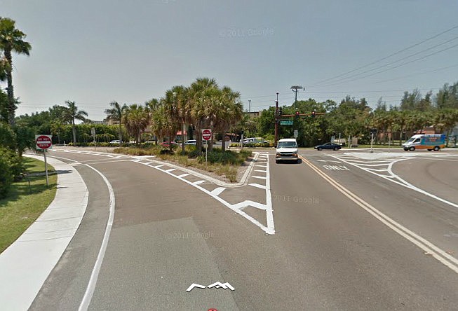 The current intersection at Beach and Midnight Pass roads is a heavlily-trafficked thouroghfare due to offsite beach parking areas at nearby properties.
