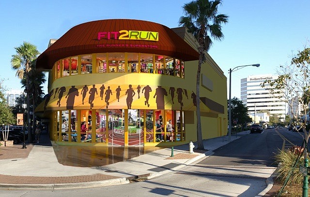 Fit2Run provided this rendering depicting its plans for a store at 1400 Main St., a building that has been home to three different restaurants since 2011.