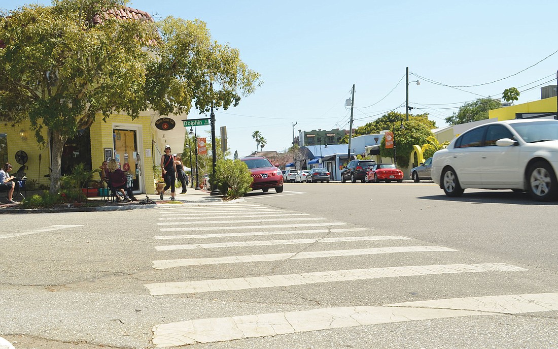 Possible improvements could include better crosswalks, sidewalks and landscaping in Burns Square.