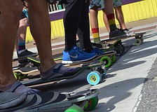 Racers get ready to take off at the 13.6 â€“ mile race.