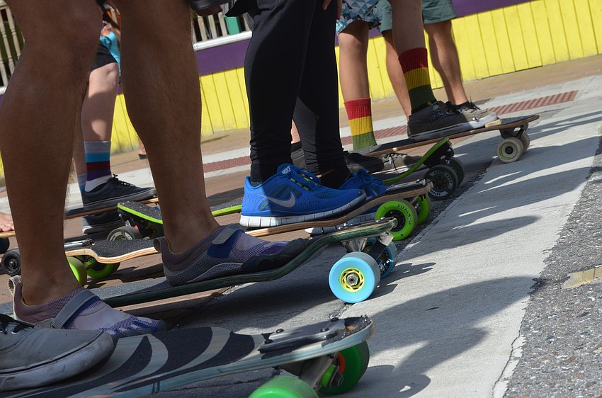 Racers get ready to take off at the 13.6 â€“ mile race.