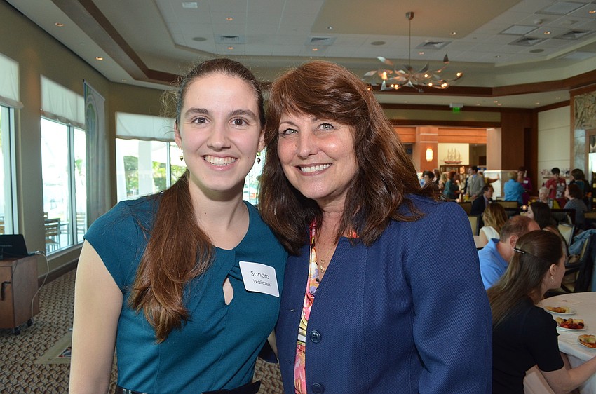 Sandra Waliczek recipient of the Karen Bogues Community Service Scholarship and her mentor and recipient of the Jack F. Greer Youth â€“ Adult Partnership Award Maryann Terry of Habitat for Humanity South Sarasota County