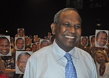 Volunteers surprise soon-to-be president emeritus Kumar Mahadevan, who's served as Mote Marine's CEO for 27 years