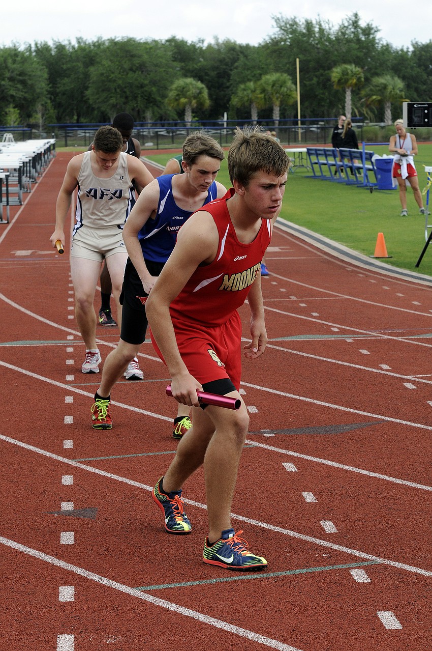 Sophomore Mitch Gannon led off the 4x800 relay for Cardinal Mooney.