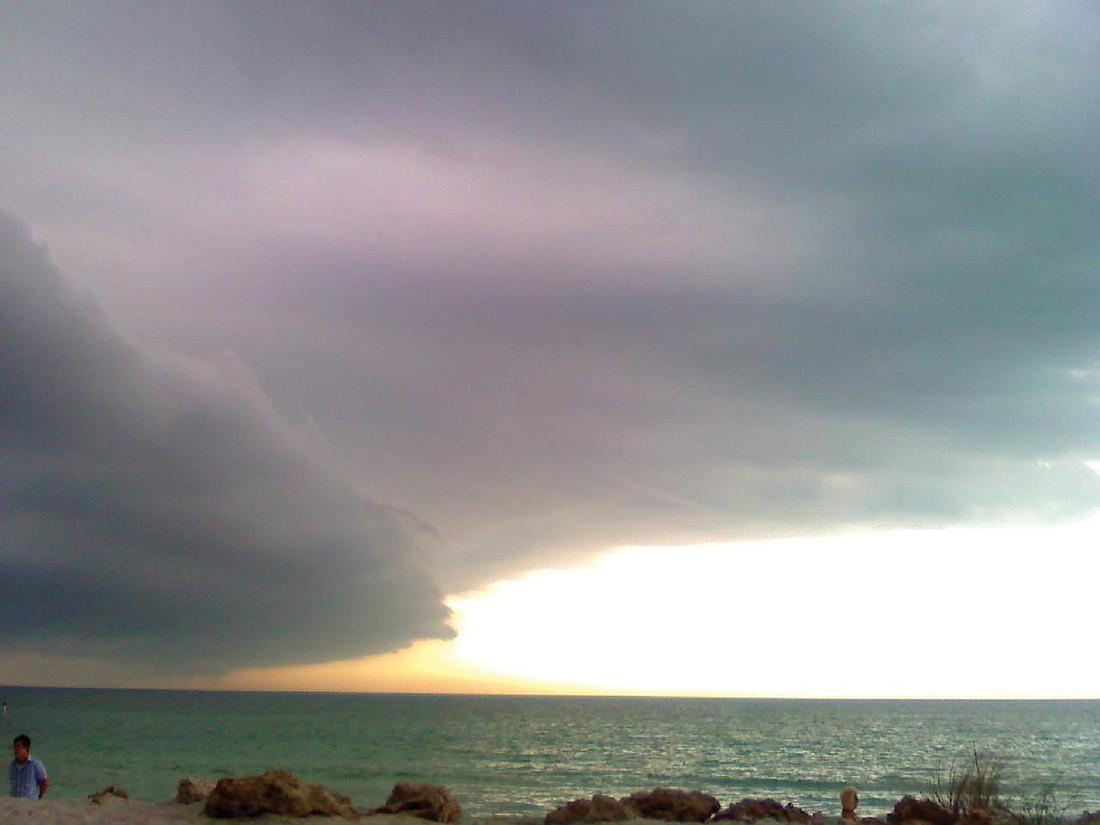 East County resident Sue Tonn submitted this photo of a storm moving over Holmes Beach.