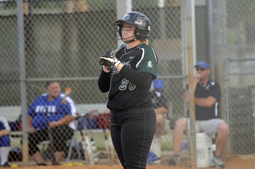 First baseman Katie Hopkins steps up to the plate in the bottom of the second inning.