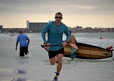Ryan Markley runs to the finish line.
